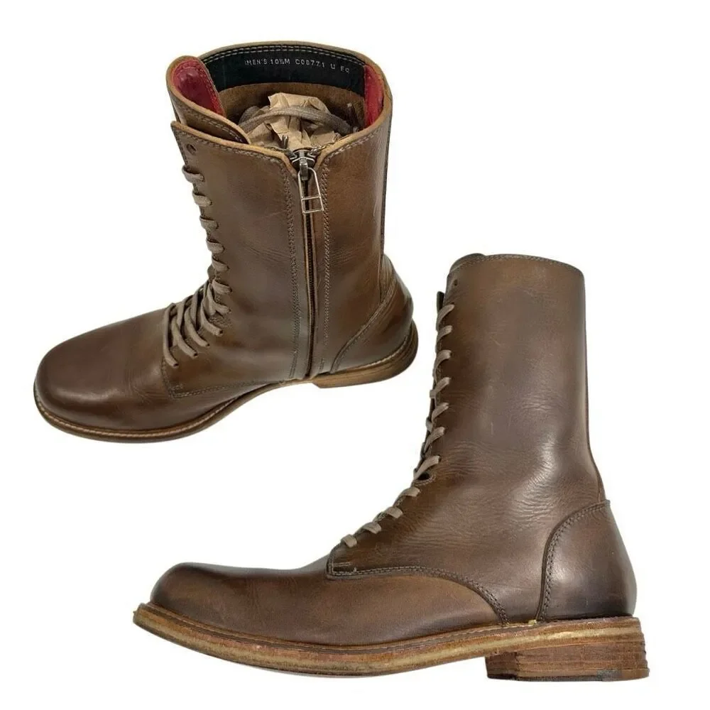 Cole Rood & Haan Ardennes Zippered Brown Leather Boots Men’s Size 10.5